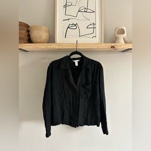 Black Button Down Silk Top